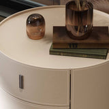 Wrapped Round 3-Drawer Nightstand with Saddle Leather
