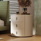 Wrapped Round 3-Drawer Nightstand with Saddle Leather