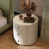 Wrapped Round 3-Drawer Nightstand with Saddle Leather