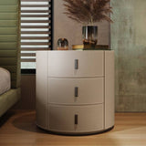 Wrapped Round 3-Drawer Nightstand with Saddle Leather