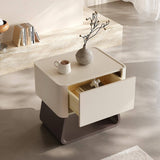 Cream Upholstered Minimalist Nightstand with U-Base