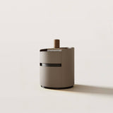 Modern Cylindrical Side Table Nightstand with Saddle Leather
