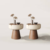 Modern Petal-Shaped Side Table Nightstand with Drawers