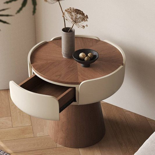 Modern Petal-Shaped Side Table Nightstand with Drawers