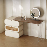 Walnut Top Makeup Vanity Set with 3-Drawer Storage & Swivel Chair