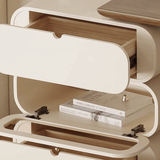 Walnut Top Makeup Vanity Set with 3-Drawer Storage & Swivel Chair