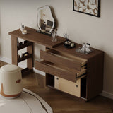 Mid-Century Modern Extendable Makeup Vanity L-Shaped Desk