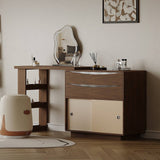 Mid-Century Modern Extendable Makeup Vanity L-Shaped Desk