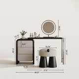 Black & Cream Makeup Vanity Dressing Table with Sculptural Stool