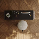 Black & Cream Makeup Vanity Dressing Table with Sculptural Stool