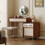 Mid-Century Makeup Vanity Desk with Glass Top & Metal Support