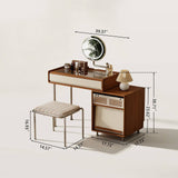 Mid-Century Makeup Vanity Desk with Glass Top & Metal Support