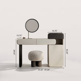 Modern Curved Makeup Vanity with Multi-Storage Cabinets