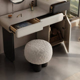 Modern Curved Makeup Vanity with Multi-Storage Cabinets