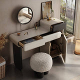 Modern Curved Makeup Vanity with Multi-Storage Cabinets