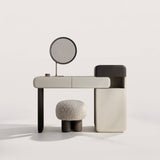 Modern Curved Makeup Vanity with Multi-Storage Cabinets