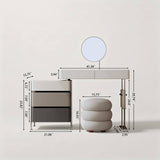 Minimalist 5-Drawer Makeup Vanity with Stainless Steel Legs