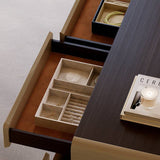 Light Luxury Extendable Makeup Vanity with Large Rectangular Mirror