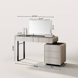 Light Luxury Extendable Makeup Vanity with Large Rectangular Mirror