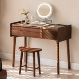Mid-Century Modern Makeup Vanity Desk with LED Lighted Mirror