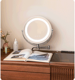 Mid-Century Modern Makeup Vanity Desk with LED Lighted Mirror