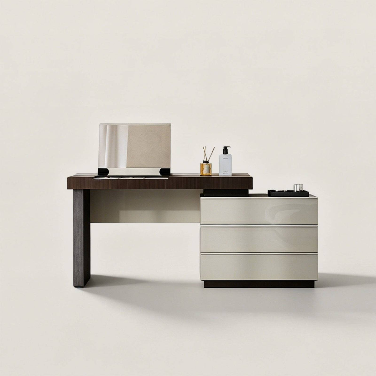 Modern Extendable Makeup Vanity Desk with Hidden Flip Mirror