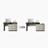 Modern Extendable Makeup Vanity Desk with Hidden Flip Mirror