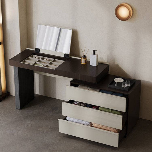 Modern Extendable Makeup Vanity Desk with Hidden Flip Mirror