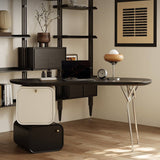 Curved Home Office Desk with Side Storage&Movable Chair
