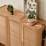 Shoe Storage Cabinet with Slatted Louver Doors & Adjustable Shelf
