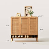 Shoe Storage Cabinet with Slatted Louver Doors & Adjustable Shelf
