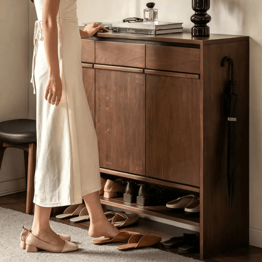 Mid-Century Entryway Shoe Storage Organizer with Large Capacity