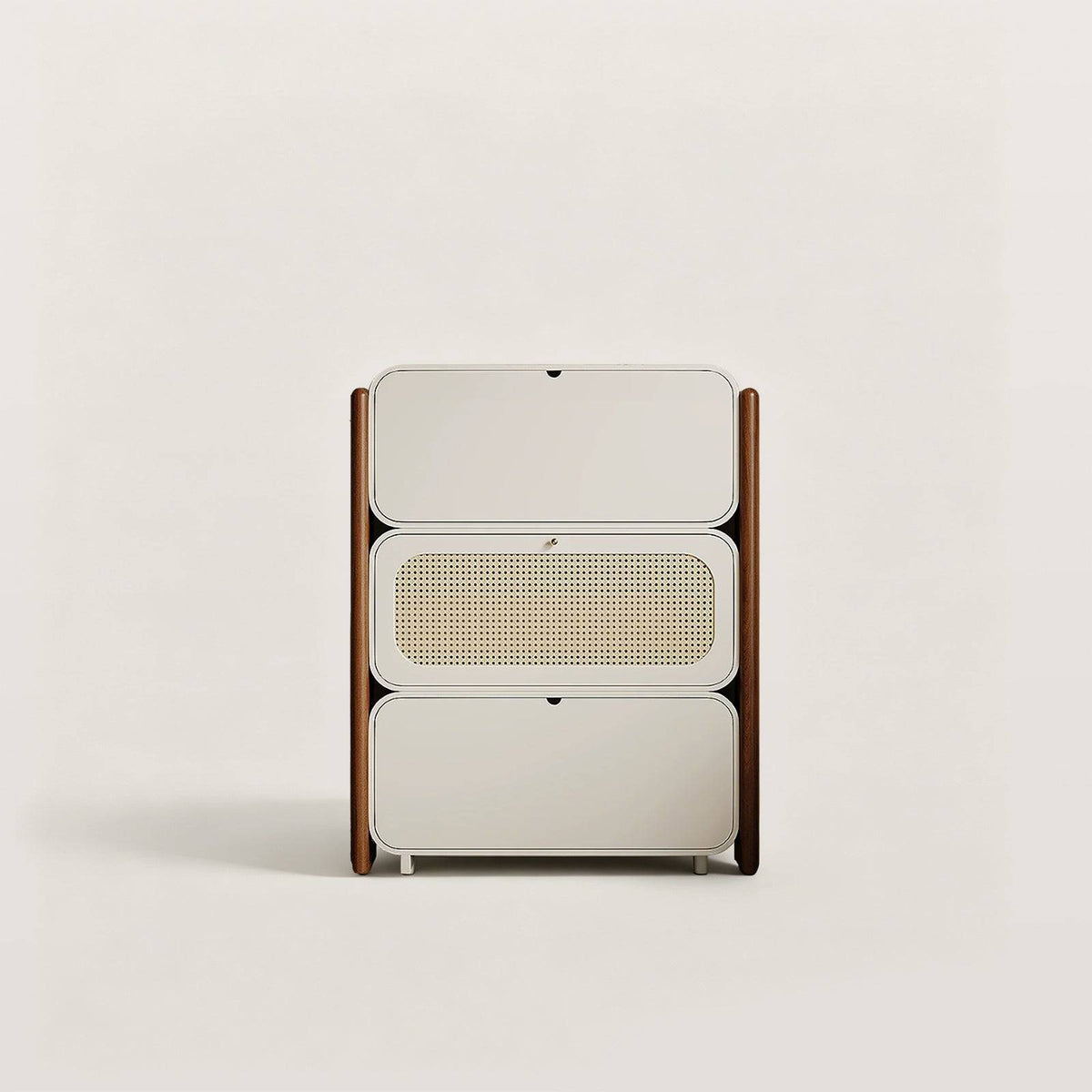 3-Tier Flip-Down Freestanding Rattan Shoe Cabinet for Small Spaces