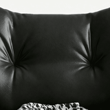 Mid-Century Ergonomic Leather Accent Chair with Wood Legs