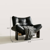Mid-Century Ergonomic Leather Accent Chair with Wood Legs