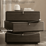 3-Tier Rotatable Wood Nightstand with Storage Cabinet for Bedroom