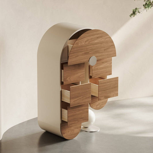 Sculptural Arched Storage Cabinet with Asymmetrical Design