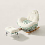 Cozy Upholstered Rocking Chair Nursery Chair with Ottoman