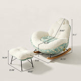 Cozy Upholstered Rocking Chair Nursery Chair with Ottoman