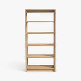 Rattan Bookcase Open Wood Bookshelf with Woven Side Panels