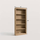 5-Tier Tall Open Bookcase with 3 Adjustable Shelves