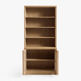 6-Tier Bookcase with Rattan Cabinet Doors and Adjustable Shelves