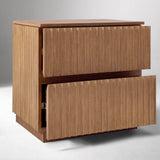 Fluted Nightstand Bedside Table with 2 Drawers for Bedroom