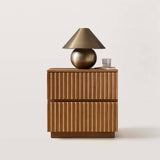 Fluted Nightstand Bedside Table with 2 Drawers for Bedroom