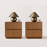 Fluted Nightstand Bedside Table with 2 Drawers for Bedroom
