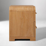 Modern Curved Nightstand with 2 Drawers and Brass Handles