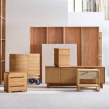 Modern Curved Nightstand with 2 Drawers and Brass Handles