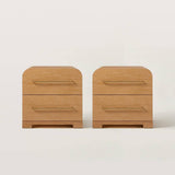 Modern Curved Nightstand with 2 Drawers and Brass Handles