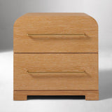 Modern Curved Nightstand with 2 Drawers and Brass Handles
