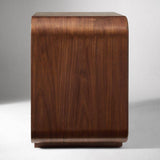 Mid-Century Curved Walnut Nightstand with 2 Drawers